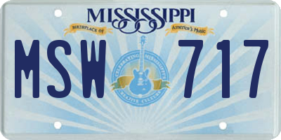 MS license plate MSW717