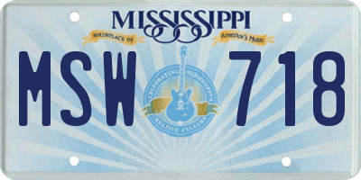 MS license plate MSW718