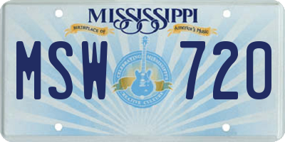 MS license plate MSW720