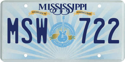 MS license plate MSW722