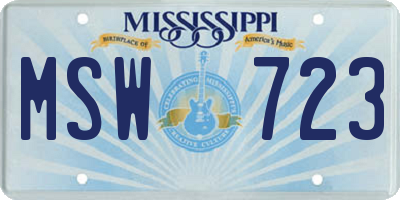 MS license plate MSW723
