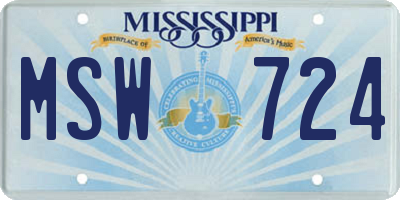 MS license plate MSW724
