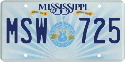 MS license plate MSW725