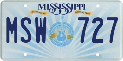 MS license plate MSW727