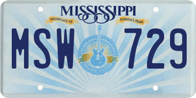 MS license plate MSW729