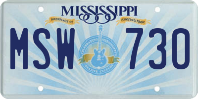 MS license plate MSW730