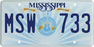 MS license plate MSW733