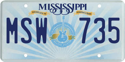 MS license plate MSW735