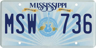 MS license plate MSW736