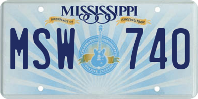 MS license plate MSW740
