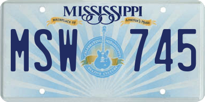MS license plate MSW745