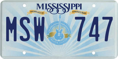 MS license plate MSW747