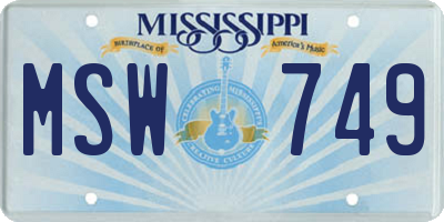 MS license plate MSW749