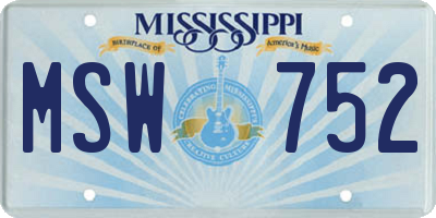 MS license plate MSW752