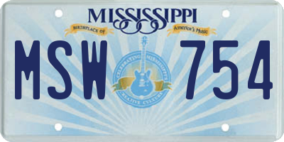 MS license plate MSW754