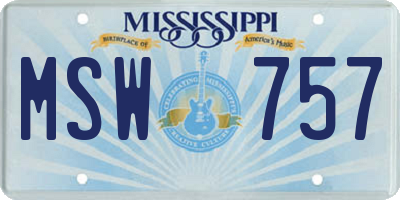 MS license plate MSW757