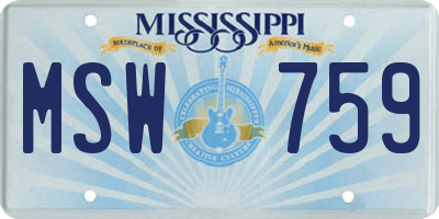 MS license plate MSW759