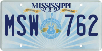 MS license plate MSW762