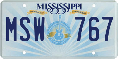 MS license plate MSW767