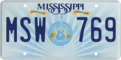 MS license plate MSW769