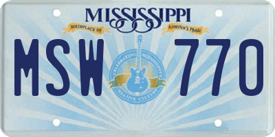 MS license plate MSW770