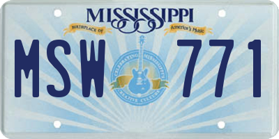 MS license plate MSW771