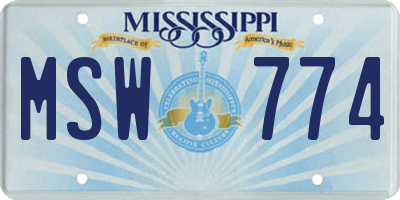 MS license plate MSW774