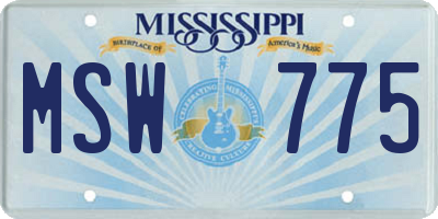 MS license plate MSW775