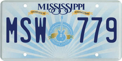 MS license plate MSW779