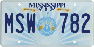 MS license plate MSW782