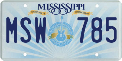 MS license plate MSW785