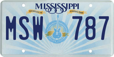 MS license plate MSW787
