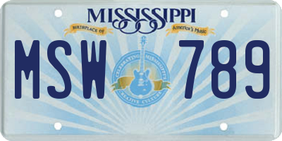 MS license plate MSW789