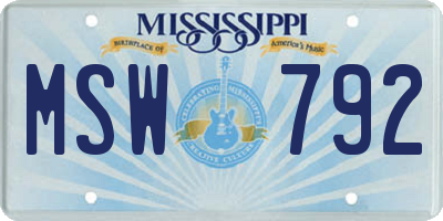 MS license plate MSW792