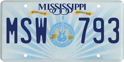 MS license plate MSW793