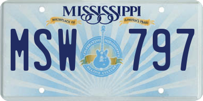 MS license plate MSW797