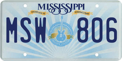 MS license plate MSW806