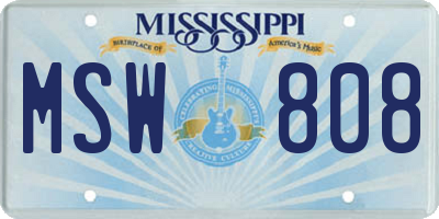 MS license plate MSW808