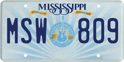 MS license plate MSW809