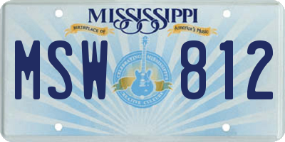 MS license plate MSW812