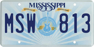 MS license plate MSW813