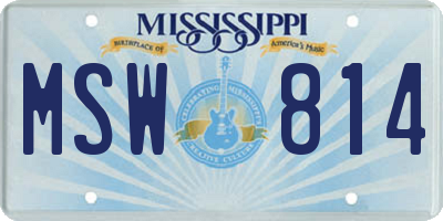MS license plate MSW814