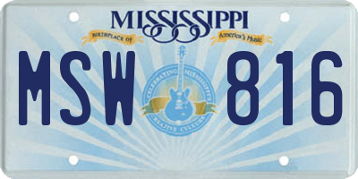 MS license plate MSW816