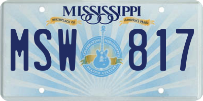 MS license plate MSW817