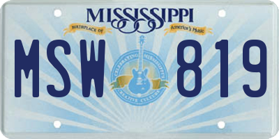 MS license plate MSW819