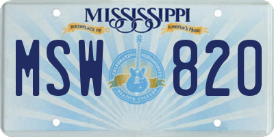 MS license plate MSW820