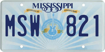 MS license plate MSW821