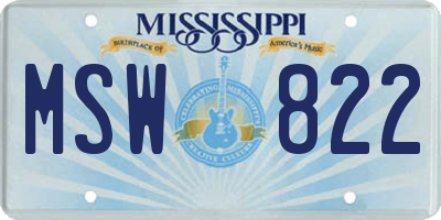 MS license plate MSW822
