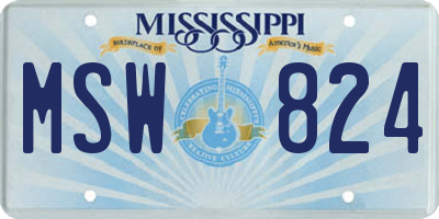 MS license plate MSW824