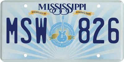 MS license plate MSW826